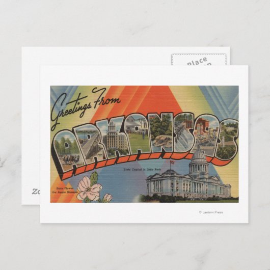 Arkansas (Staat-Hauptstadt) - Große Buchstabenszen Postkarte (Vorne/Hinten)