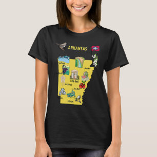 Arkansas Staat Karte der wichtigsten Städte Reisez T-Shirt