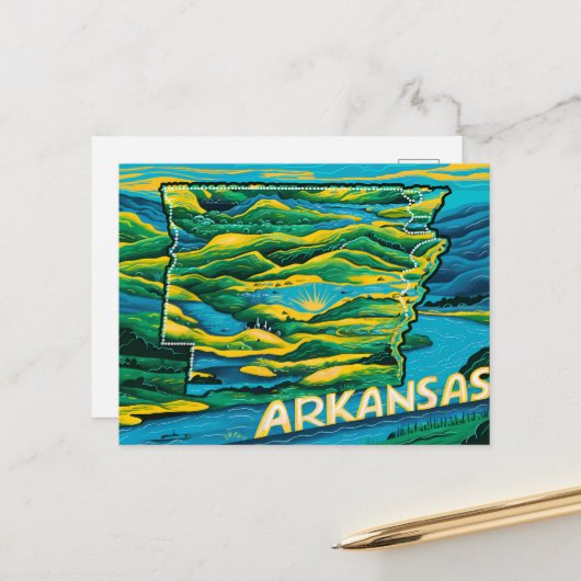 Arkansas Staat Map Malerei Postkarte (Vorderseite/Rückseite Beispiel)