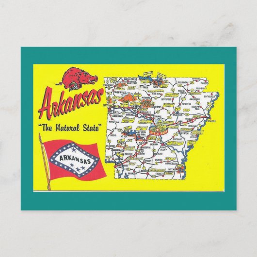 Arkansas Staat Map Postkarte (Vorderseite)
