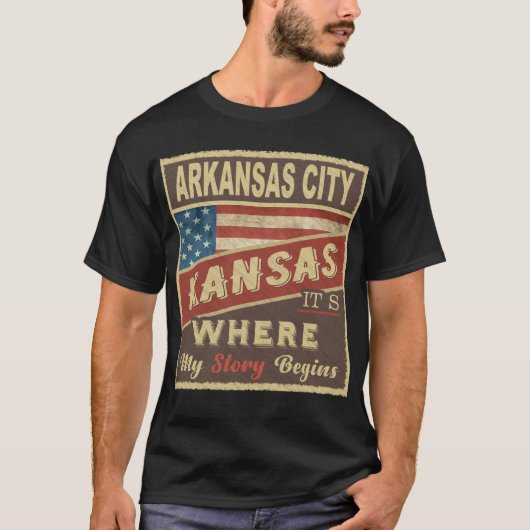 ARKANSAS STADT, KS Hier beginnt meine Geschichte T-Shirt (Vorderseite)