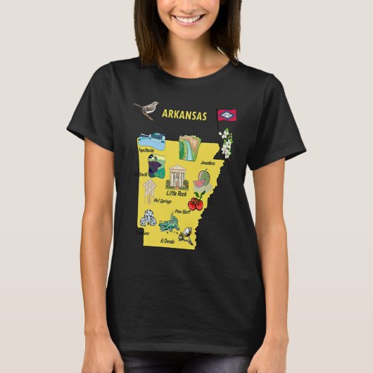 Arkansas state map major cities Tourist Destinatio T-Shirt (Vorderseite)