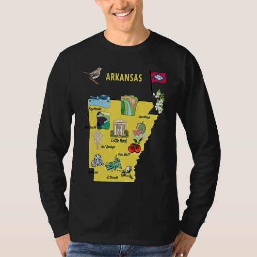 Arkansas state map major cities Tourist Destinatio T-Shirt (Vorderseite)