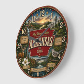 Arkansas State Vintage Map Große Wanduhr (Winkel)
