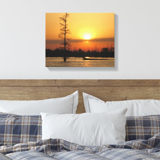 Arkansas Sunrise auf Millwood Lake Canvas Print Leinwanddruck (Insitu (Schlafzimmer))