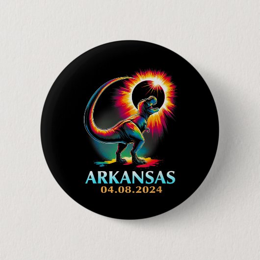 Arkansas Totality Total Solar Eclipse 2024 T Rex D Button (Vorderseite)