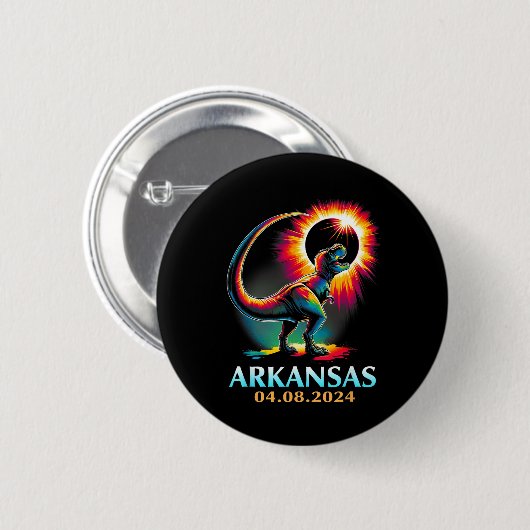 Arkansas Totality Total Solar Eclipse 2024 T Rex D Button (Vorne & Hinten)