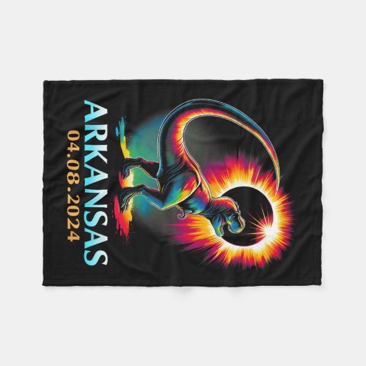 Arkansas Totality Total Solar Eclipse 2024 T Rex D Fleecedecke (Vorderseite (Horizontal))