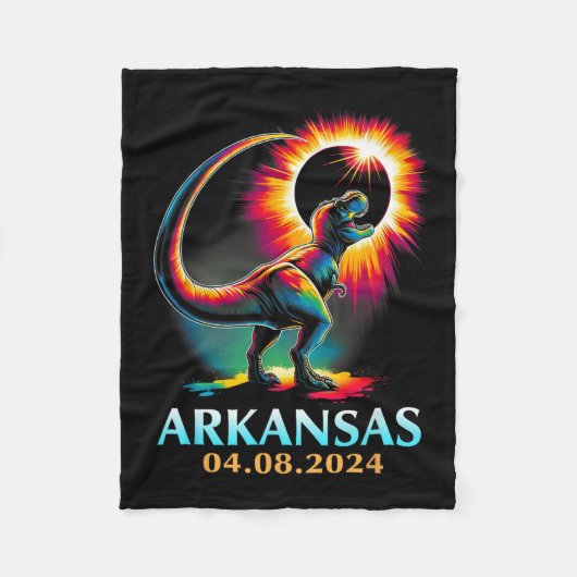 Arkansas Totality Total Solar Eclipse 2024 T Rex D Fleecedecke (Vorderseite)