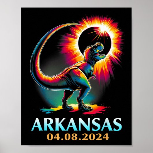 Arkansas Totality Total Solar Eclipse 2024 T Rex D Poster (Vorne)