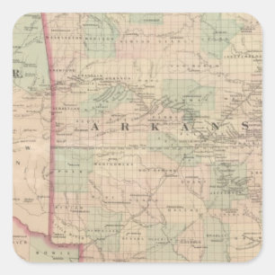Arkansas und Teil des indischen Gebiets Quadratischer Aufkleber