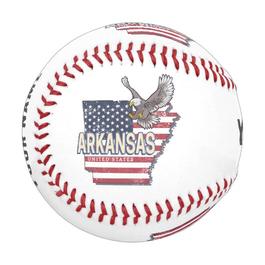 Arkansas United Staaten Retro Map Vintag USA Baseball (Vorderseite Links)