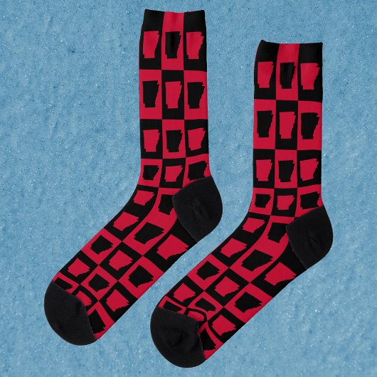 Arkansas US State Check Black and Red Pattern Socken