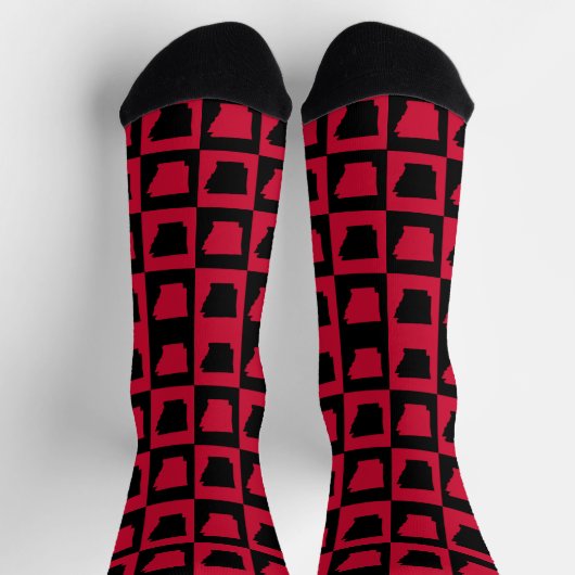 Arkansas US State Check Black and Red Pattern Socken (Oben)