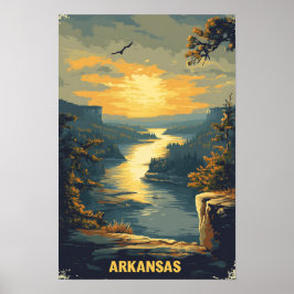 Arkansas USA Art Vintag Illustration Travel Poster