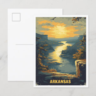 Arkansas USA Art Vintag Illustration Travel Postkarte