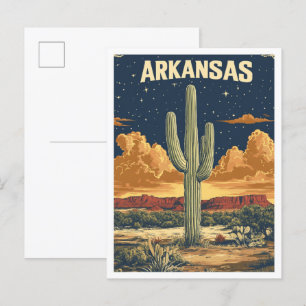 Arkansas USA Art Vintag Illustration Travel Postkarte