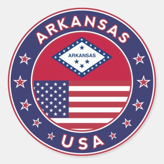 Arkansas, USA, states Runder Aufkleber (Vorderseite)