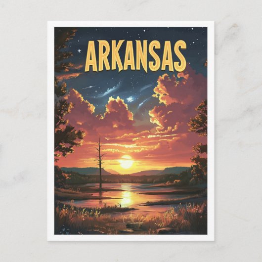 Arkansas USA Vintag Illustration Travel Postkarte (Vorderseite)