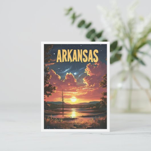 Arkansas USA Vintag Illustration Travel Postkarte (Stehend Vorderseite)