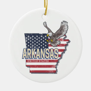 Arkansas Vereinigte Staaten Retro-Karte Vintage US Keramik Ornament