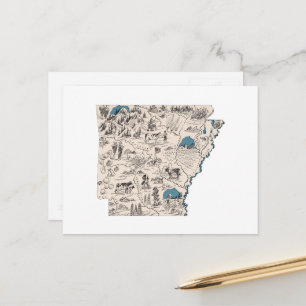 Arkansas Vintage-Bildkarte Antike Staatskarte Postkarte