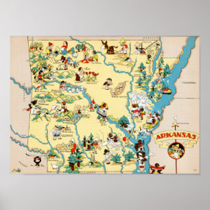 Arkansas Vintage Karte Poster