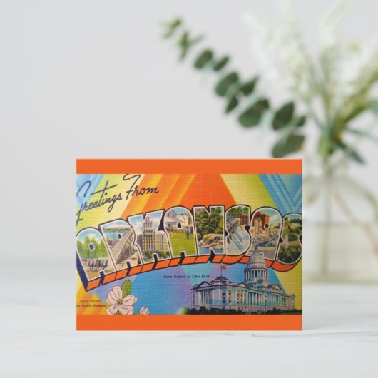 Arkansas Vintage Karte Postkarte (Stehend Vorderseite)