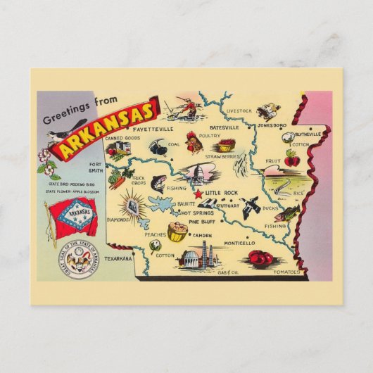 Arkansas Vintage Karte Postkarte (Vorderseite)