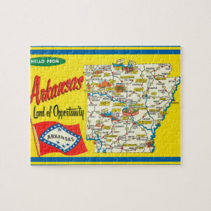 Arkansas Vintage Straßenkarte Postkarte  Puzzle