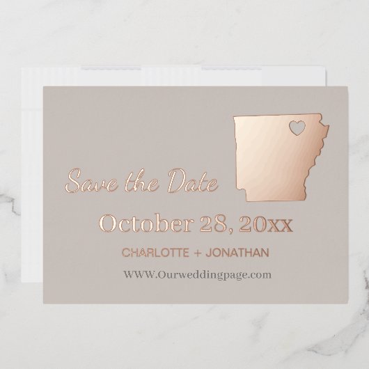 Arkansas Wedding speichern das Datum Rose Gold Folieneinladung (Briefumschlag)