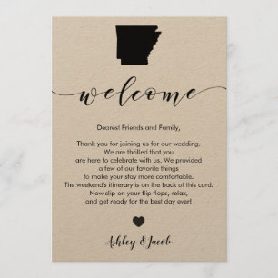 Arkansas Wedding Welcome Letter & Itinerary Card Programm