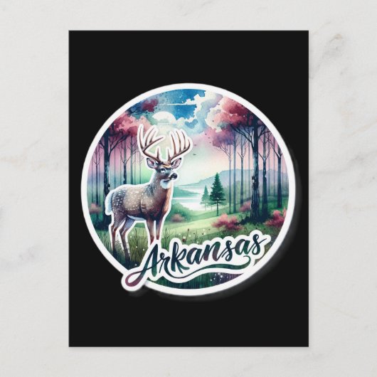 Arkansas, Weißschwanzhirsche, Postüberquerung Postkarte (Vorderseite)