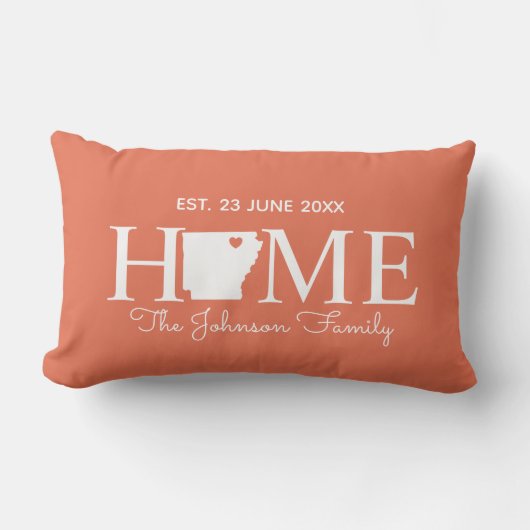 Arkansas Zuhause Staat Karte personalisierte Famil Lendenkissen (Vorderseite)