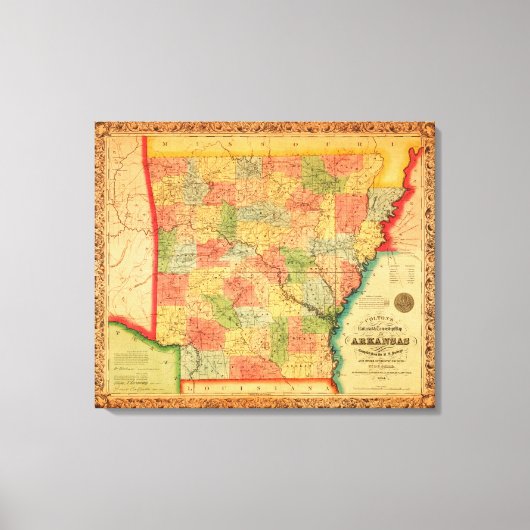 ArkansasPanoramakarte Arkansas Leinwanddruck (Vorderseite)