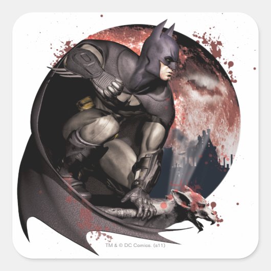 Arkham City Batman Moon Quadratischer Aufkleber (Vorderseite)