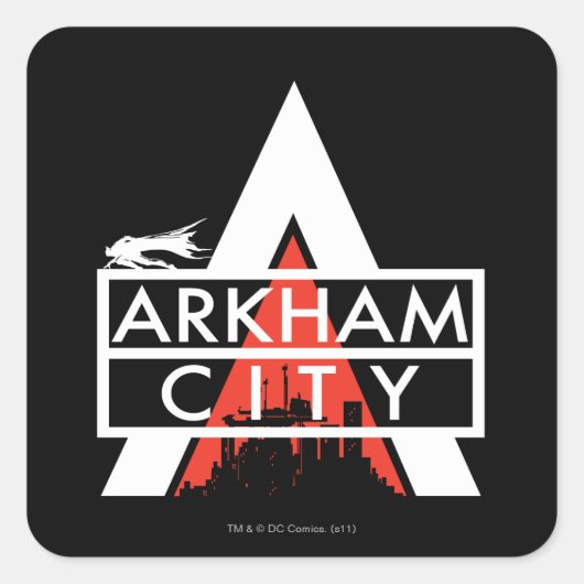 Arkham City Logo weiß Quadratischer Aufkleber (Vorderseite)