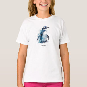 Arktis Azurblauer Wasserfarben-Pinguin, individuel T-Shirt