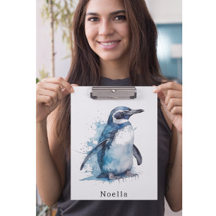 Arktis Azure Wasserfarben Pinguin, individuell Klemmbrett