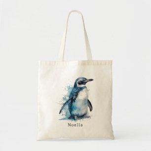 Arktis Azure Wasserfarben Pinguin, individuell Tragetasche