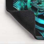 Arktis Blau Mandala Stil Fraktal im Rahmen Mousepad (Ecke)