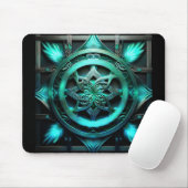 Arktis Blau Mandala Stil Fraktal im Rahmen Mousepad (Mit Mouse)