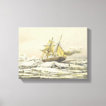 Arktis-Schiff Franklin-Expedition Lithographie