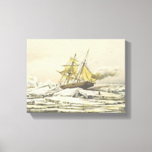 Arktis-Schiff Franklin-Expedition Lithographie Leinwanddruck