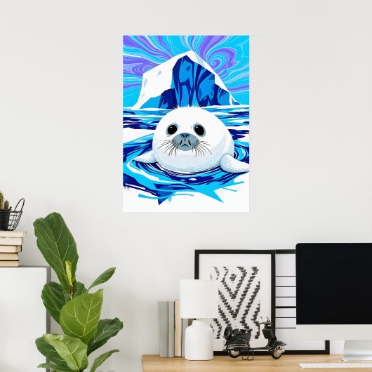 Arktis Siegel Papa - Coole Töne Naturerlebnis Schl Poster (Heimbüro)