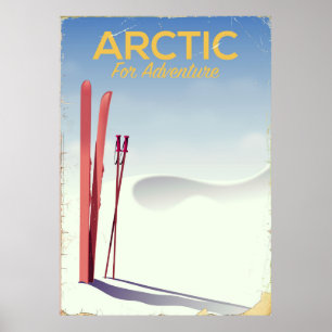 Arktis-Ski-Vintage-Abenteuer-Explorationsposter Poster