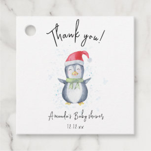 Arktis süßer Pinguin Danke Baby Shower Geschenkanhänger