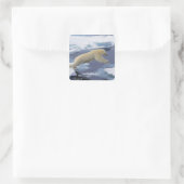 Arktis, Svalbard, Polar Bär, der sich ausdehnt Quadratischer Aufkleber (Tasche)