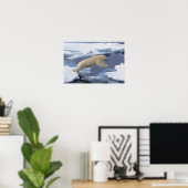 Arktis, Svalbard, Polar-Bär, der sich ausdehnt und Poster (Heimbüro)