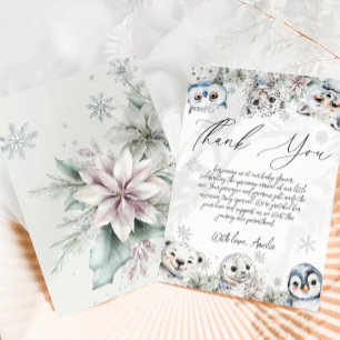 Arktis-Tiere Baby Shower Dankeskarte